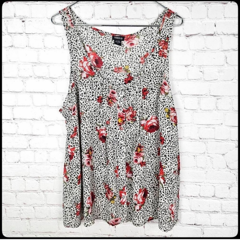 Torrid Leopard Print and Rose Floral Top